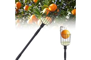 FRESHFARM Fruit Picker Pole with Basket, 10.7FT (130 Inch) Adjustable Fruits Picker Tool with Stainless Steel Handle Fruit Grabber Reach Tool for Apple Mango Pear Avocados Fruit Picking, Black