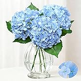 Taiyangxia 3 Pcs Hydrangea Artificial Flowers 21 Inch Real Touch Blue Latex Faux Hydrangea Flowers Large Fake Flowers Suitable for Home Decor Party Floral Arrangements Weddings Bouquets Centerpieces