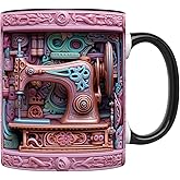 YouNique Designs 3D Mug, Sewing & Quilting Gifts for Quilters, 11oz (Black Handle)