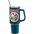 Silver Buffalo Disney Pixar Ratatouille Remy Let's Cook Together Stainless Steel Tumbler with Handle and Straw, Fits in Standard Cup Holder, 40 Ounces