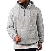 JMIERR Mens Casual Cotton Hoodies Drawstring Quarter Zip Pullover Sweatshirts