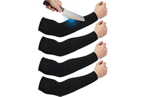 Geyoga 2 Pairs Arm Sleeves Guards Arm Protectors for Thin Skin and Bruising Protective Cut Resistant Sleeves for Men Women(Medium,Hppe,Black)