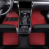 LSXUANCHU Car Floor Mats, Luxury Faux Leather Automotive Floor Mats All Weather for Cars Truck SUV (4 Pieces,Wine Red)