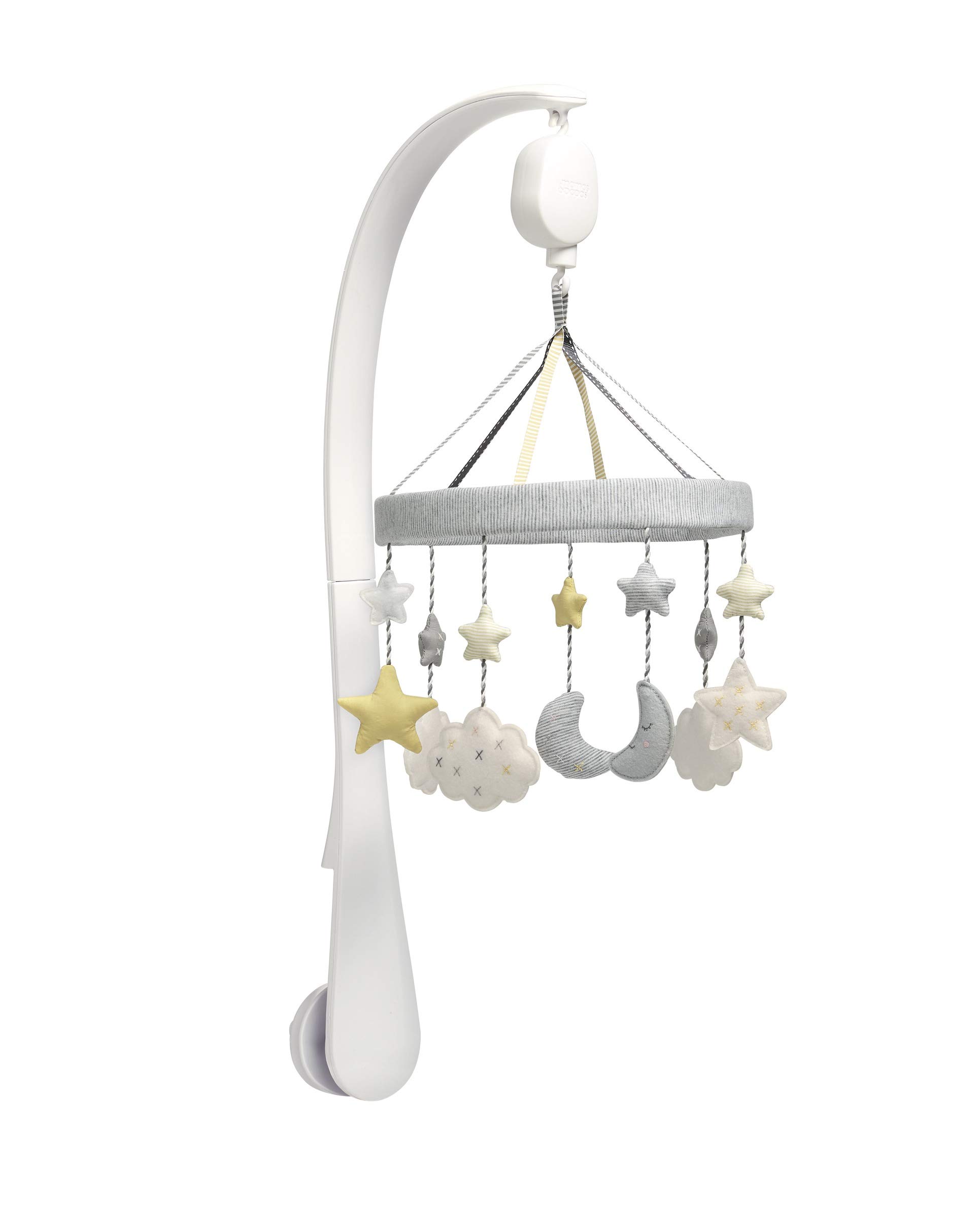Mamas & Papas Welcome To The World Musical Cot/Cotbed Mobile, Soothing Lullaby Music, Cloud and Star Design, White