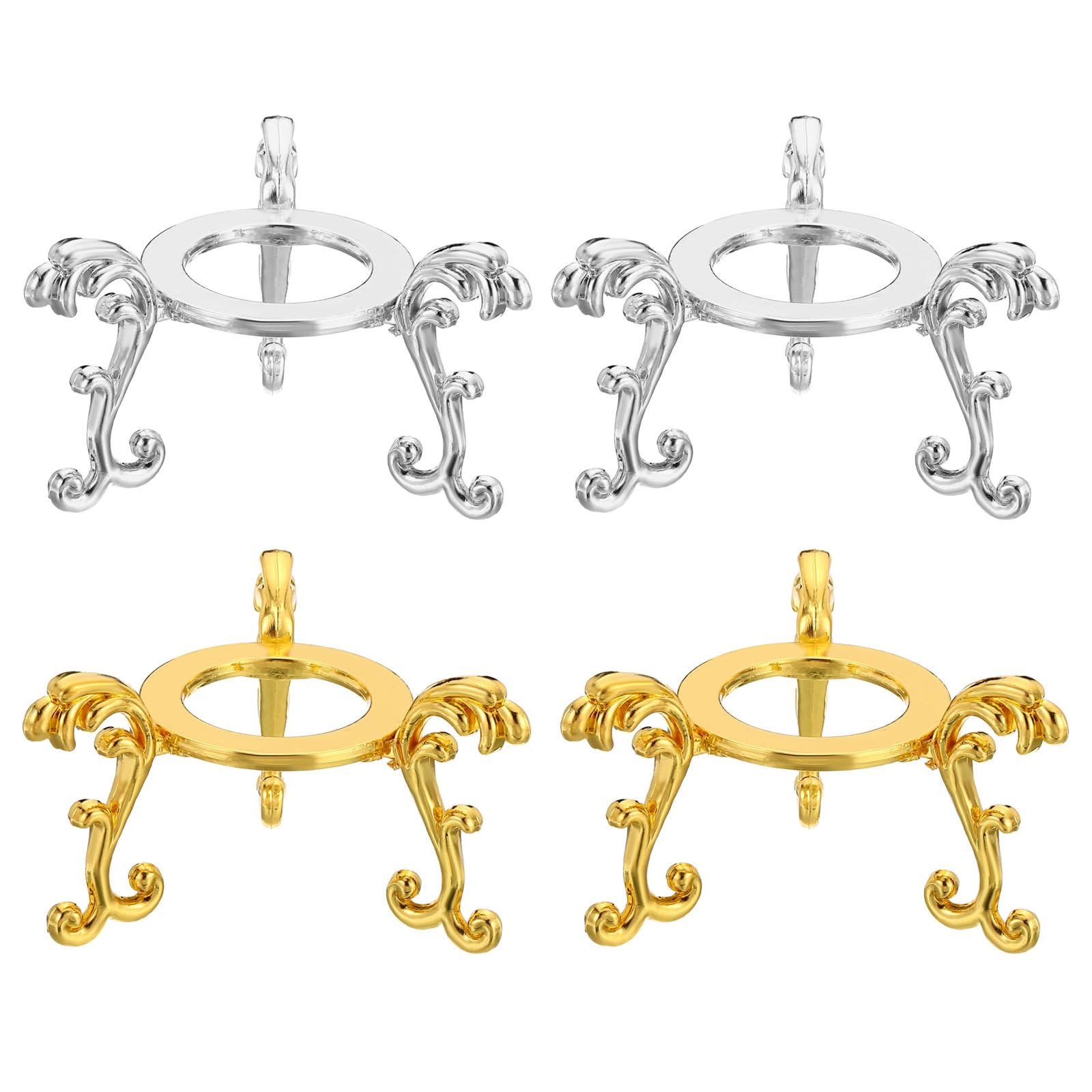 PATIKIL Crystal Ball Stand, 4 Pack Sphere Display Stand Photography Props for 80 to 100mm Crystal Balls Ornament Rack Holder Metal Base, Golden Silver