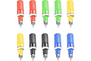 Rebower 10 Pcs Binding Post Terminal 5 Colors 4mm Banana Plug Jack Socket for for Speaker, Audio, Video Receiver, Amplifiers,