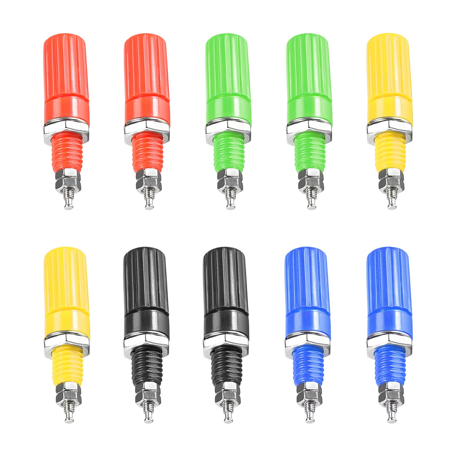 Rebower 10 Pcs Binding Post Terminal 5 Colors 4mm Banana Plug Jack Socket for for Speaker, Audio, Video Receiver, Amplifiers, Sound Systems