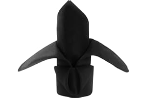 ASCOZA 50pcs Polyester Cloth Napkins - 17 x 17 inch Black Dinner Washable Napkins with Hemmed Edges for Restaurant/Wedding/Hotel(50,Black)