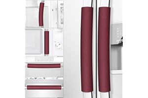 Royleath Refrigerator Handle Covers, Set of 6, Leather Kitchen Appliance Handle Covers, Keep Your Fridge Microwave Oven Stove or Dishwasher Clean, Stains Dirty Oils, Timesaver, Kitchen Decor(Burgundy)