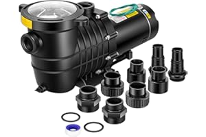 VIVOHOME 1.5 HP 6498 GPH Powerful Copper Motor Dual Voltage Self Primming in/Above Ground Swimming Pool Pump w1.25'' & 1.5" & 2.0'' Unions Energy Saving w/Strainer Basket