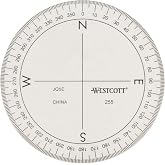 Westcott 360-Degree Compass Protractor, Crystal Clear Transparent Dial, Calibrated for 360-Degree Accuracy, Back-to-School, School Supplies, Classroom Supplies, 3 1/2-Inch