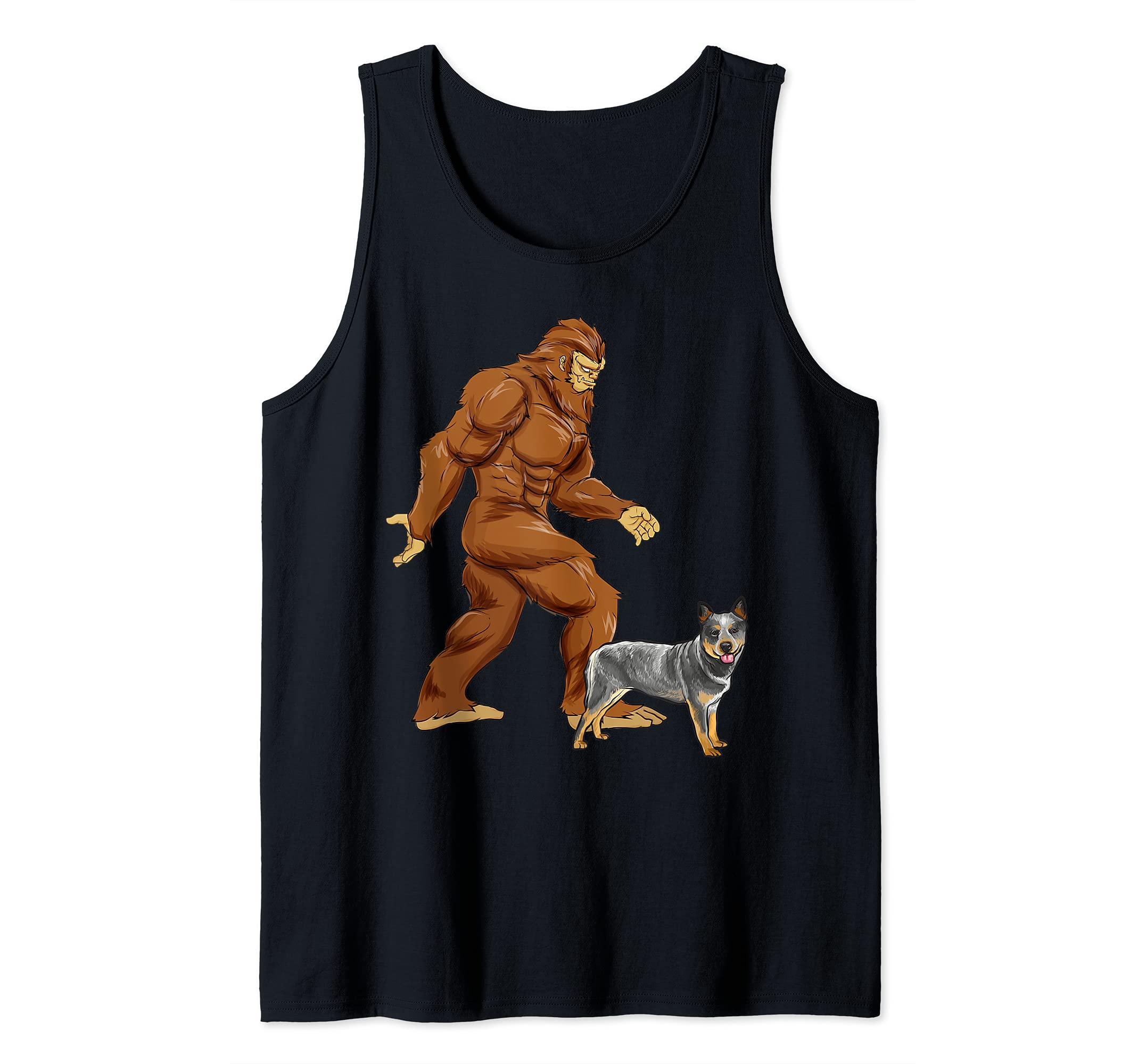 Funny Bigfoot Walking Australian Cattle Dog Sasquatch Dog Tank Top