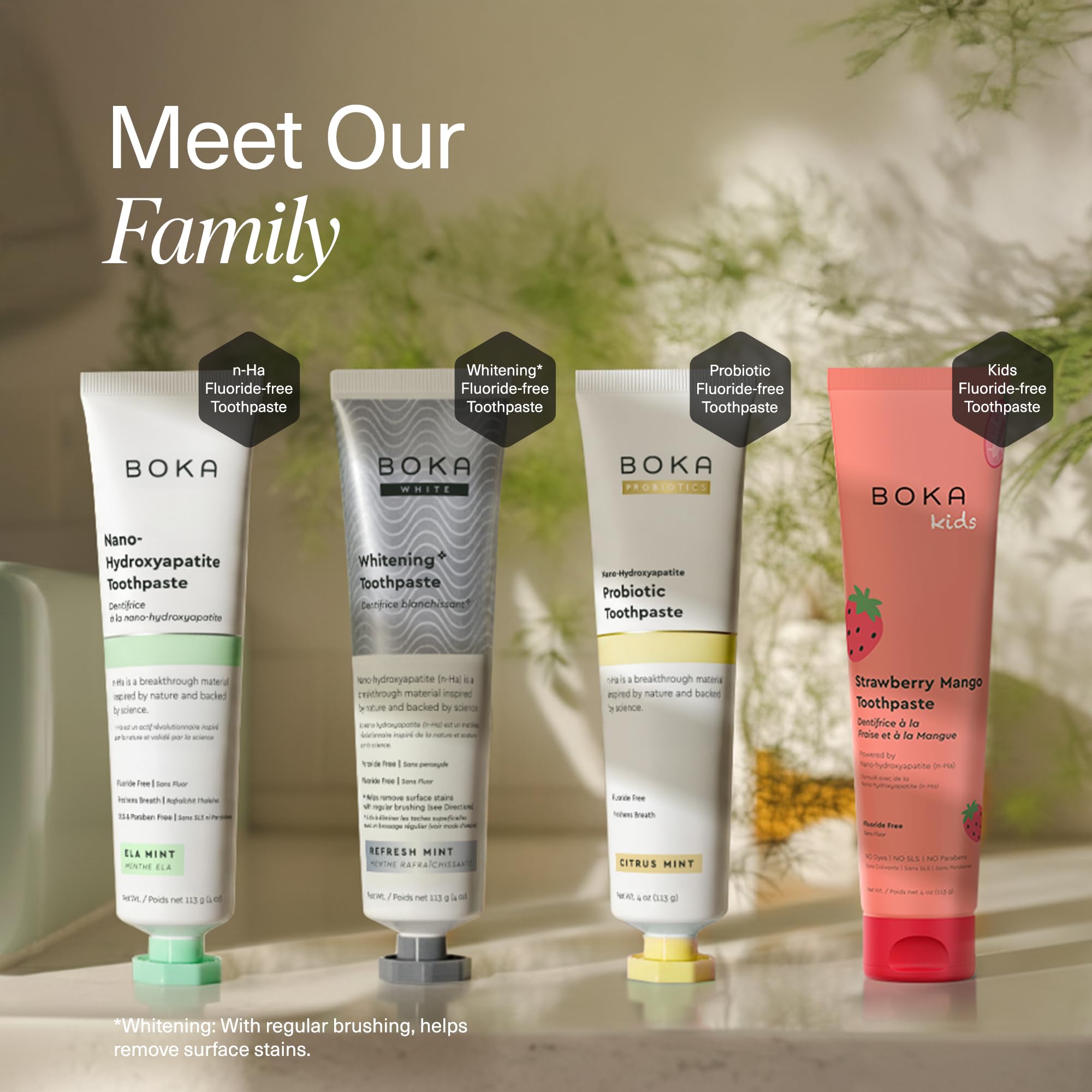 Boka Fluoride Free Toothpaste, Nano Hydroxyapatite Toothpaste, Appropriate for Sensitive Teeth - for Adult, Kids Oral Care - Ela Mint Flavor, 4 Fl Oz 1Pk US Manufactured