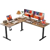 Agilestic 63 x 55 Inch L Shaped Electric Standing Desk, Rustic Brown | Corner Desk, Ample Workspace, Memory Presets, Hooks, Stable Steel Frame,176 lbs Capacity, Easy Assembly, Splice Board