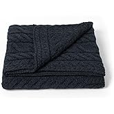 Aran Woollen Mills Cable Throw Blanket, 100% Supersoft Merino Wool, Made in Ireland, Silver Strand, Charcoal, 40" x 60"