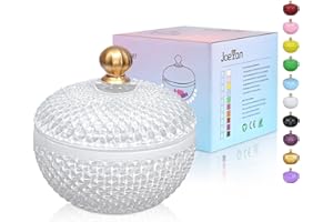 Joeyan 12 oz Small White Glass Jars with Lid,Embossed Glass Candy Dishes,Diamond Faceted Food Container,Decorative Jewelry Box Apothecary Canisters,Colored Kitchen Bathroom Buffet Storage Organizer