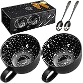 Taruzil 2 Pack Midnight Skull Large Coffee Mugs with 2 Spoons, Halloween Spooky Witchy Stuff Gothis Decor Cool Novelty Tea Coffee Cups, Halloween Christmas Birthday Gifts for Women Men Friends