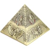 Hipiwe Windproof Metal Pyramid Ashtray - Vintage Egyptian Style Cigarette Ashtray Holder with Lid, Desktop Tobacco Ash Tray for Outdoor Indoor, Patio, Office, Home Decorative Art, Bronze
