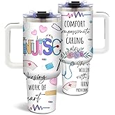 DUUV Nurse Gifts for Women, Nurse Tumbler with Handle 40 Oz Stainless Steel Coffee Cup, Nurses Week Gifts for Nursing Graduation Retirement Appreciation Birthday Christmas Thanksgiving, 1PCS