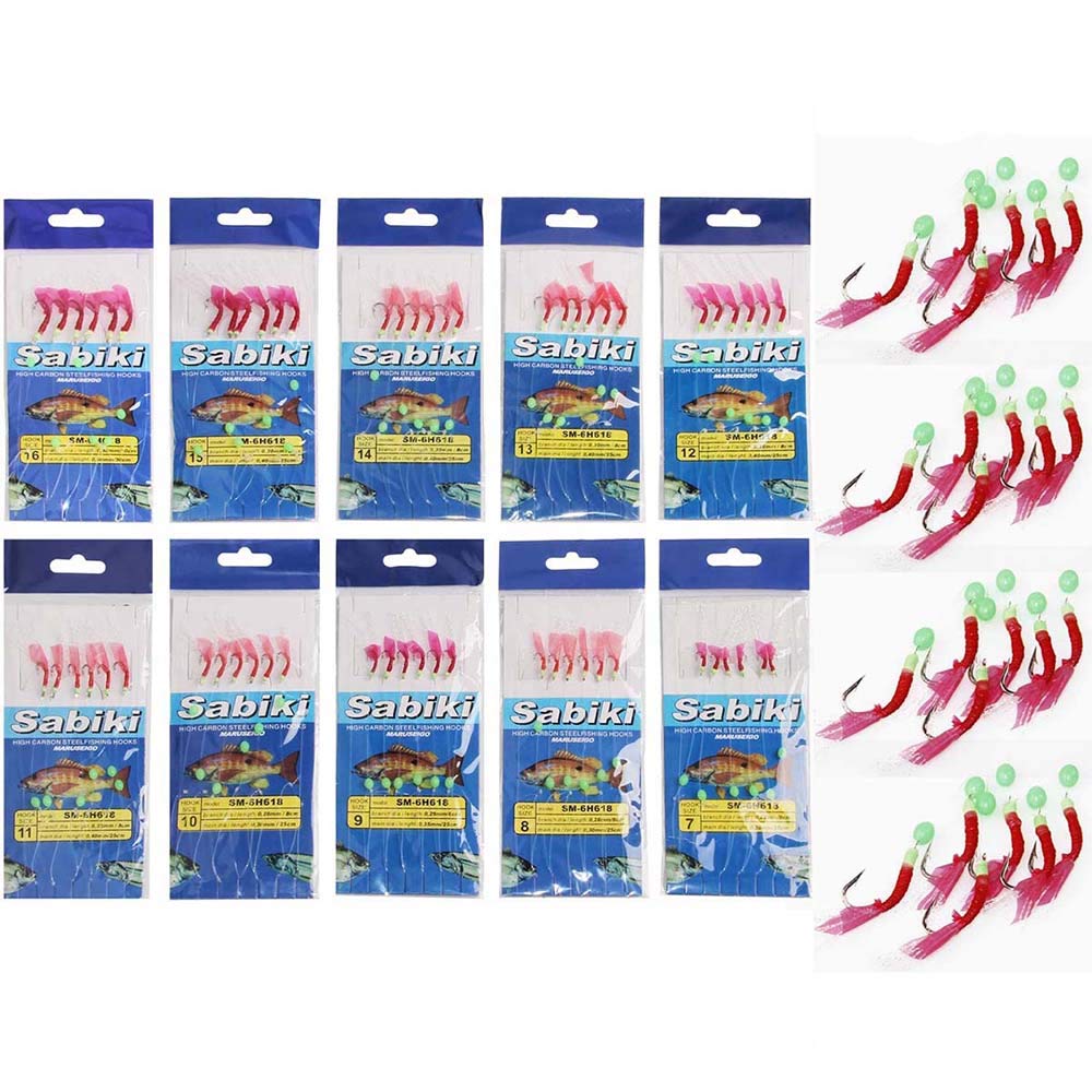 OROOTL Sea Bait Rigs Fishing Lure Luminous Saltwater/Freshwater Fishing Rigs Glow Bead Soft Shrimps Assorted Size Flasher Rigs Hooks