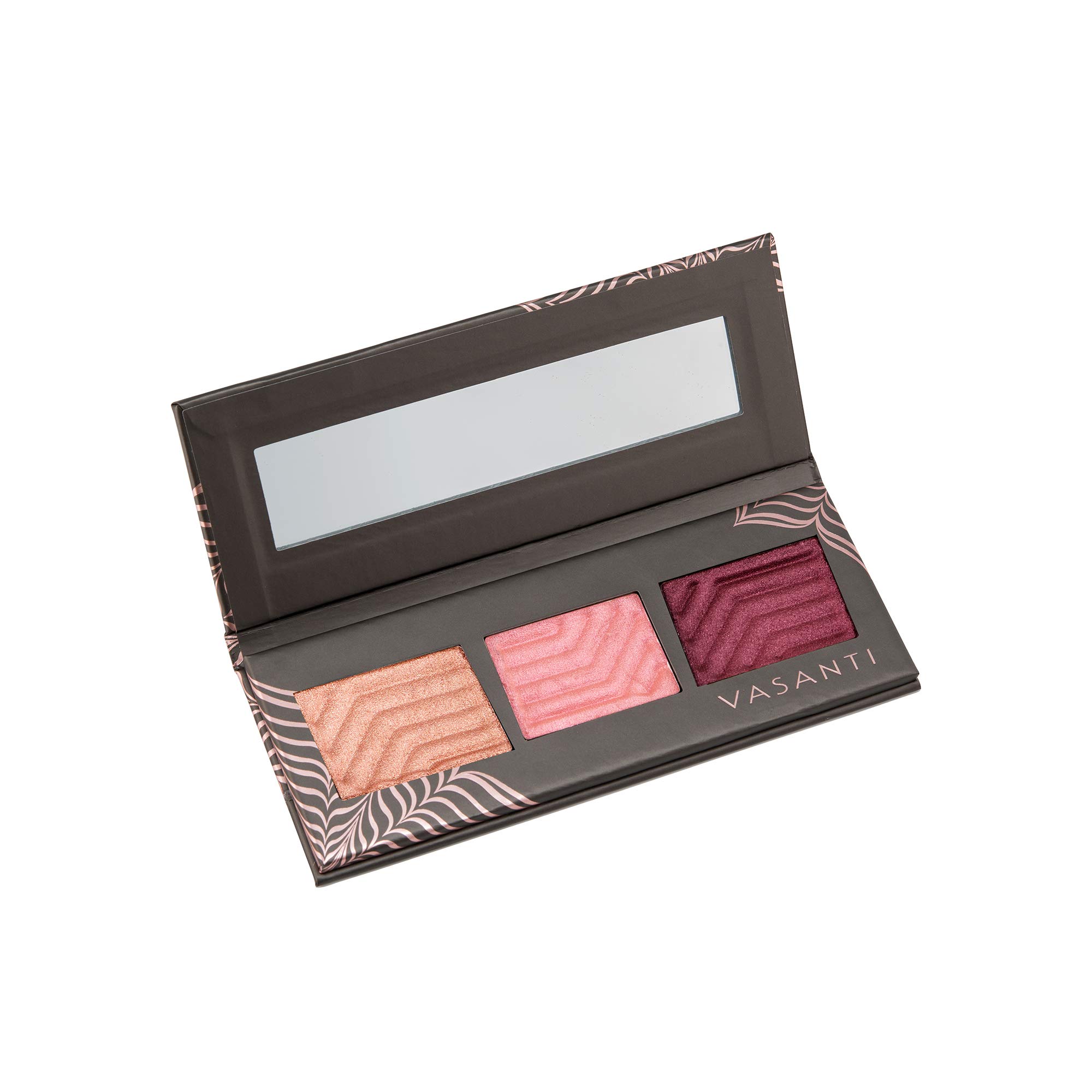 Vasanti Synchronicity Eyeshadow Trio Kit (Serendipity) - Super Soft Long Lasting Metallic Shimmer Glitter Eyeshadow Palette Kit - With Brush and Lashes