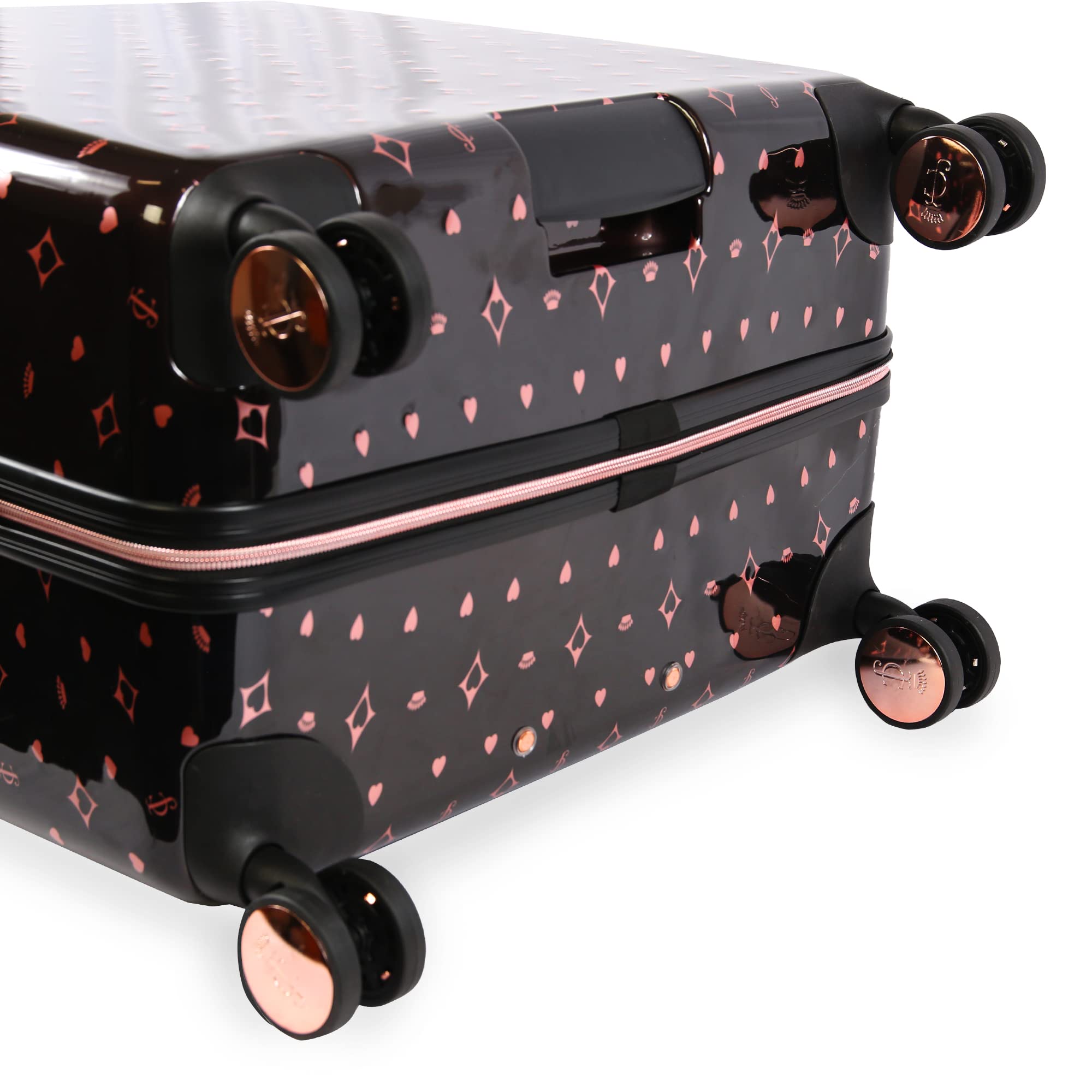Juicy Couture Women's Arwen Spinner Luggage, Black/Rose Gold, 2pc Set
