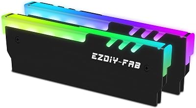 EZDIY-FAB ARGB DDR RAM Cooler Heatsink 5V 3Pin Motherboard Sync Black 2 Pack