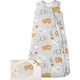 Unnivoll Rayon Made from Bamboo Baby Sleep Sack 12-18 Months 1.0 Tog Baby Wearable Blanket Super Soft Sleeping Sack with 2-Way Zipper for Toddler Infant - Large Gray Elephant