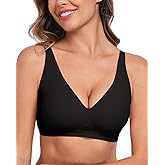 WOWENY Deep V Bras for Women No Underwire Smooth Wireless Bralettes Comfort Seamless Plunge Bra with Support