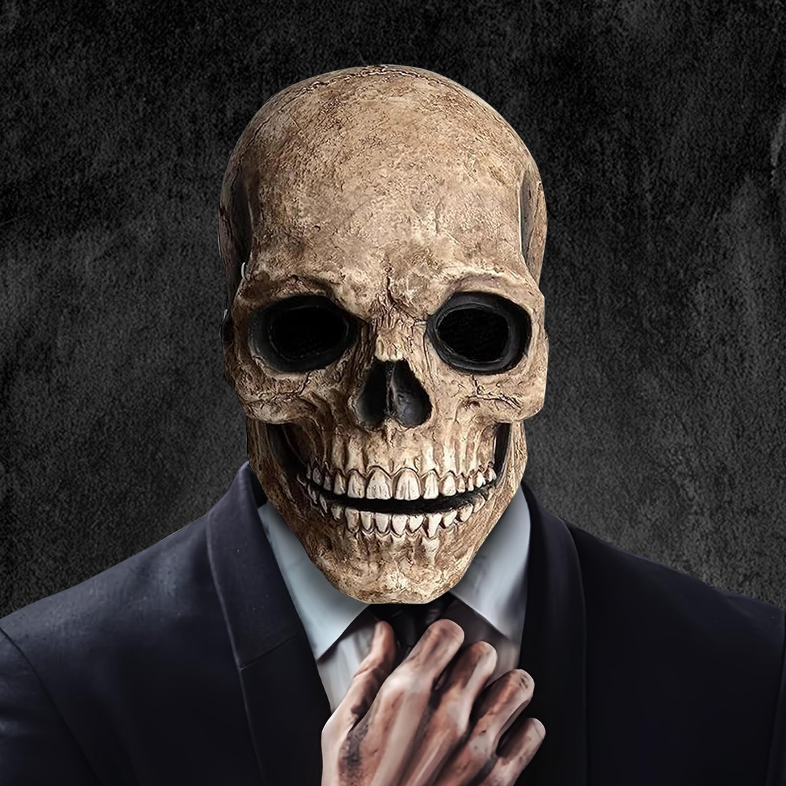 AUSTUFF Halloween Skull Mask，Scary Full Head Horror Mask with Movable Jaw, Scary Realistic Latex Helmet Cosplay Party Props (color3)