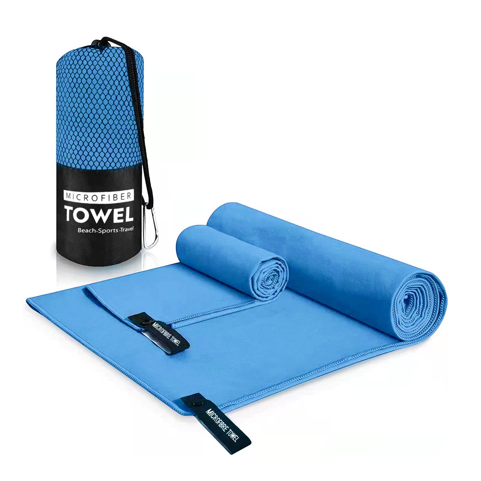 OVEHEL Microfibre towel - compact, ultra lightweight & fast drying travel towel - the perfect sports, gym & beach towel, camping towel and swimming towels (S 40×80cm, Blue)