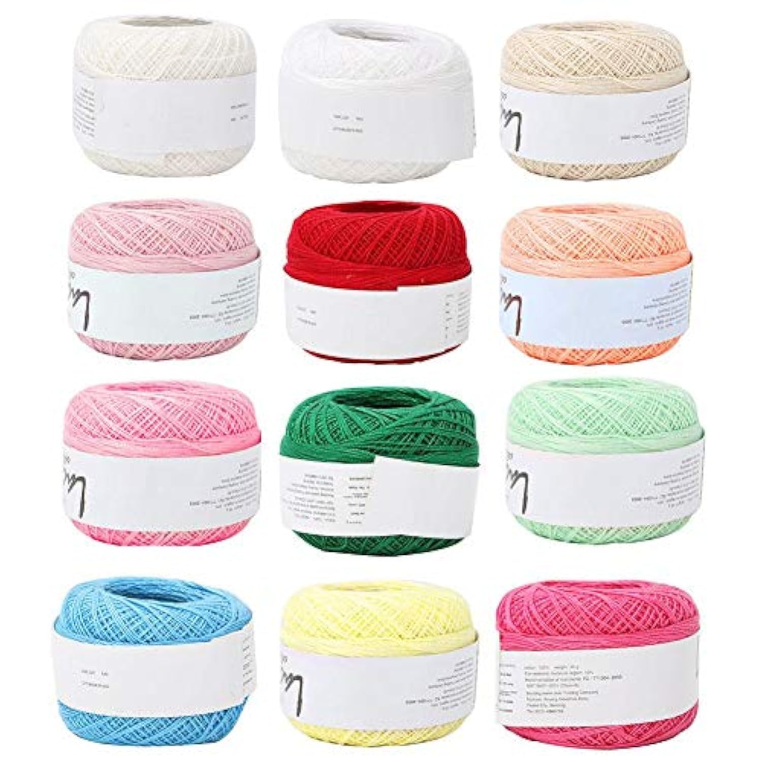 Crochet Yarn Colourful Glitter Cotton Crochet Thread Popular Lace Line Cotton Hand Crocheted Summer Silk Light Thin Line with a Crochet for Hand Embroidery Accessories(A Suit)