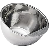 Helen's Asian Kitchen Professional Rice Washing Bowl – Stainless Steel Rice Rinser Strainer with Side Drainer, 3-Quart Capaci