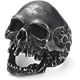 KIRTIJW Mens Skull Rings Stainless Steel Gothic Punk Goth Biker Demon Skull Rings Jewelry for Men Size 8/9/10/11/12/13