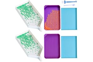 SUWAND New 6 Pcs Large Diamond Painting Tray Organizer,Diamond Art Accessories,Plastic Trays for Beads,Rhinestone Dot Tools for DIY Art Craft(6 Trays,1 Spoon)