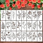 24pcs Flower Stencils and Templates for Painting Large Wildflower Leaves Reusable Botanical Floral Wild 3x6in Stencils for Pa