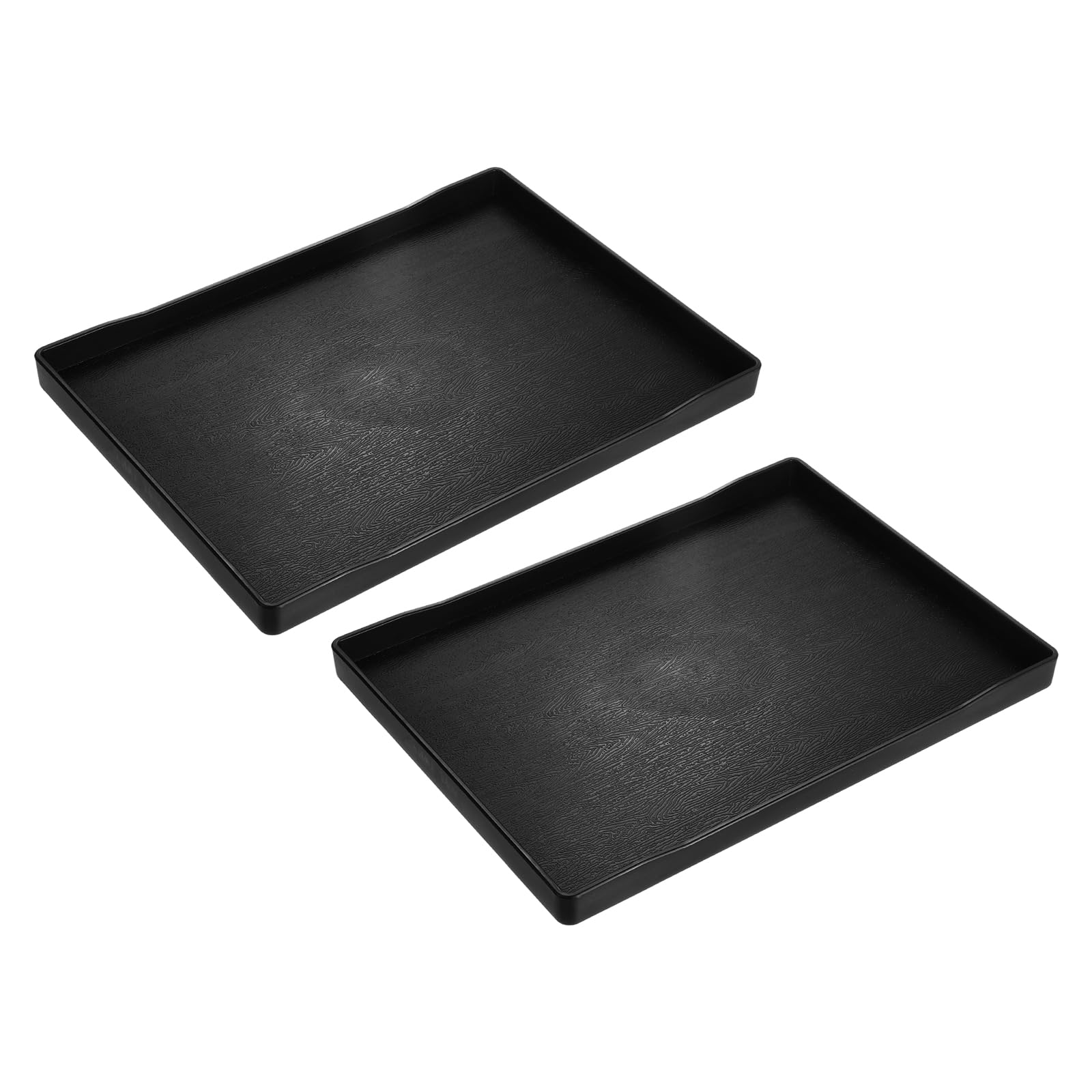 uxcell 2Pcs Serving Tray Small Black Mini Tray 9" x 12" Plastic Rectangular Wooden Serving Trays Decorative Ottoman Platter for Breakfast Kitchen Bathroom