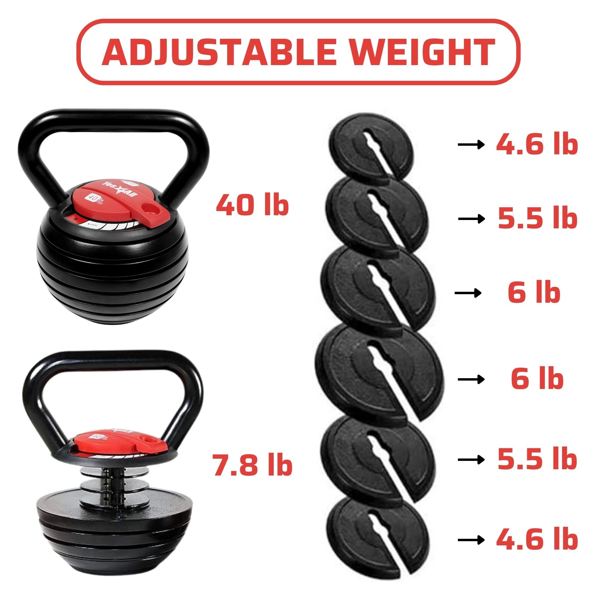 Yes4All Adjustable Kettlebell, Kettle Grip, Kettlebell Handle, Convert to Kettlebells Weight Set