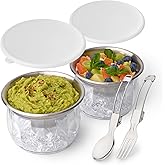 Useful Co. Dip Chiller Bowl with Lid, 20oz 2-Pack, Chilled Serving Bowls for Parties, Salsa Bowls, Cold Serving Dish for Humm