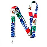 EASTEX USA Mexico Flag Lanyard Keychain - ID Lanyard for Keys Badge - Mexican American ID Holder Keychain for Men Women Gift
