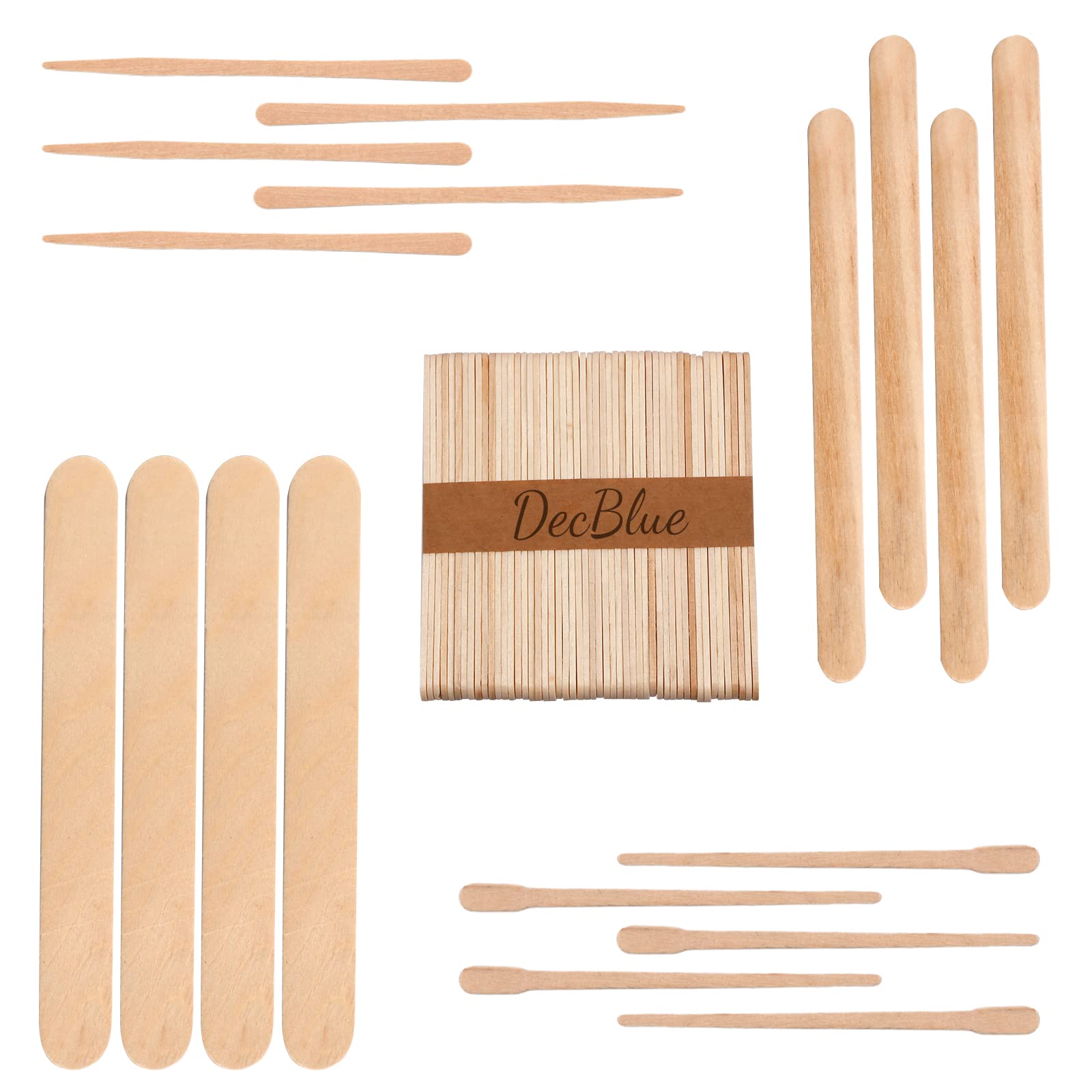 300 Pcs Wooden Wax Sticks 4 Styles Wood Waxing Spatulas Applicators Hair Removal S M L Sizes for Body Legs Facial or Wood Craft Sticks (300Pcs)