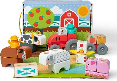 Melissa & Doug Blockables Farm Snap And Play 56 Pcs Wooden Building Set