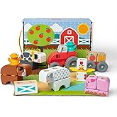 Melissa & Doug Blockables™ Farm Snap and Play, Mix and Match Connectable Wooden Building Blocks Play Set Toy for Preschool Bo