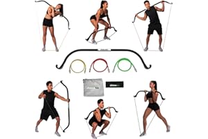Lite Gorilla Bow Portable Home Gym Resistance Bands and Bar System for Travel, Fitness, Weightlifting and Exercise Kit, Full Body Workout Equipment Set