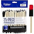 Artlicious 1 Inch Foam Brushes Wood Handle Paint Brush Set (Value Pack of 25) - Lightweight, Durable and Great for Acrylics, Stains, Varnishes, Art & Crafts