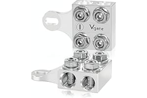 Vgate 8-Way Battery Terminal Connectors for Lithium or AGM Lead-Acid Battery with Bolt Down Ends or Threaded Studs, M6 or 1/4”-20