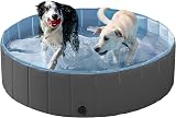 Yaheetech PVC Foldable Pet Pool 120x30cm Black Indoor Outdoor Large Bathing Tub