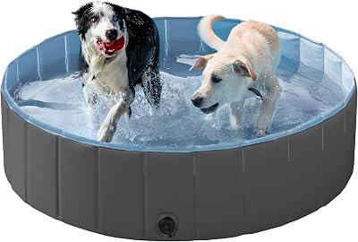 Yaheetech PVC Foldable Pet Pool 120x30cm Black Indoor Outdoor Large Bathing Tub