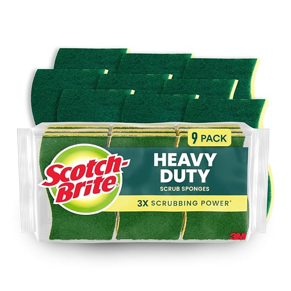 SCOTCH-BRITE HEAVY DUTY SCRUB SPONGE, 9 KITCHEN SPONGES...
