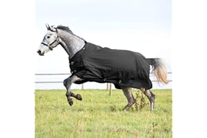 HORZE Nevada Medium Weight 1200D Waterproof Horse Turnout Blanket (200g Fill) - Black - 63 in
